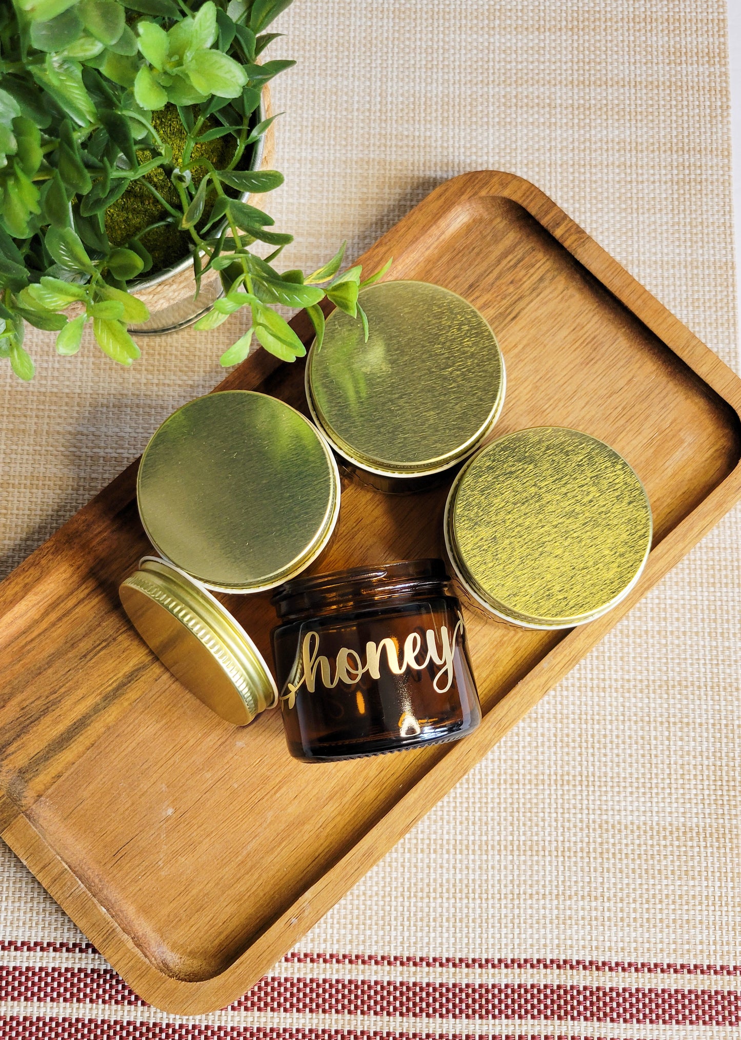 Amber Glass Honey Jars
