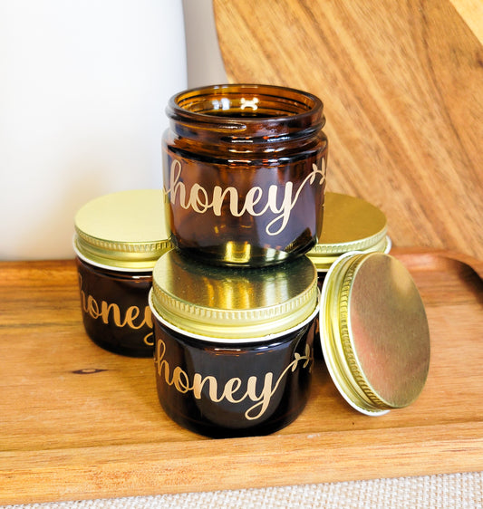 Amber Glass Honey Jars
