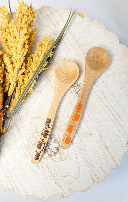 Wooden Bamboo Spoons - pumpkin design (brown)